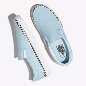 Vans Bayan Kaykay Ayakkabısı Check Foxing Slip-On Mavi/Beyaz Yeni Sezon | 55387-457